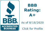 BBB | Accredited Business | BBB Rating: A+ | As Of 8/18/2020 | Click For Profile